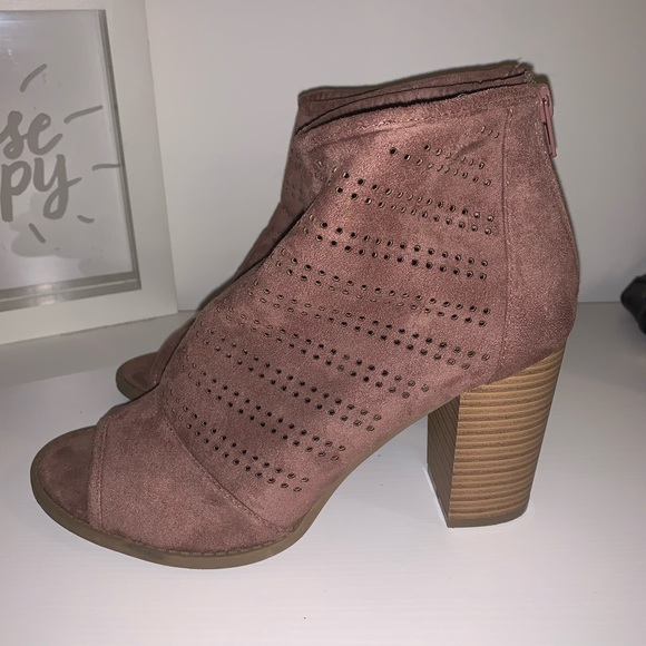 Suede Open Toed Booties - Picture 2 of 2